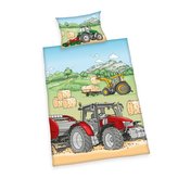 HERDING Povlečení do postýlky Traktor Bavlna, 100/135, 40/60 cm