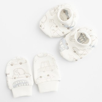 Kojenecký bavlněný set-capáčky a rukavičky New Baby My Cars - velikost Univerzální