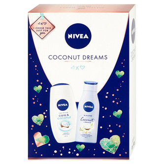 Nivea Care & Coconut sprchový krém 250 ml + tělové mléko Coconut & Monoi Oil 200 ml