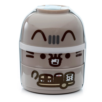 Krabička na oběd se dvěma patry, vidličkou a lžící Bento Box Kočka Pusheen