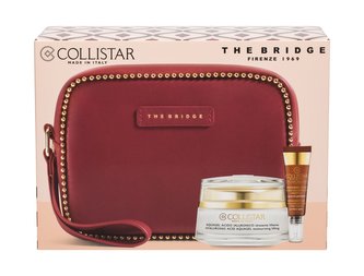 Collistar Pure Actives denní pleťová péče 50 ml + péče o oční okolí Eye Contour Hyaluronic Acid 7,5 ml + kosmetická taška The Bridge