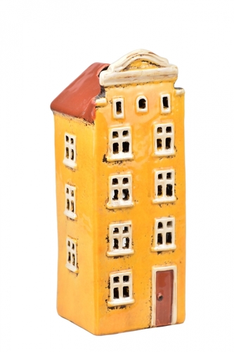 Keramický domek na čajovou svíčku, žlutý 17,5x7x6,5 cm