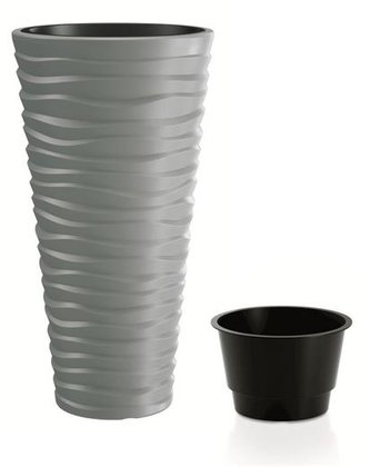 Květináč Prosperplast SAND SLIM šedý kámen 34,9 cm