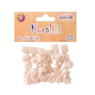 Korálky, přírodní, dřevěné diamant 1,2 cm - 30 ks