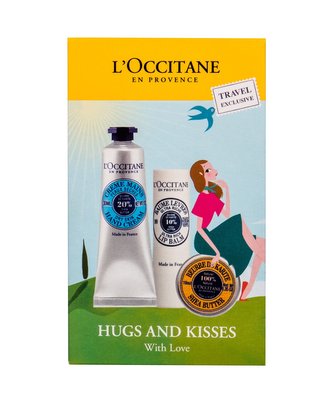 L´Occitane Shea Butter krém na ruce 30 ml + tělový balzám Beurre de Karité 10 ml + balzám na rty Ultra Rich Lip Balm 2 g