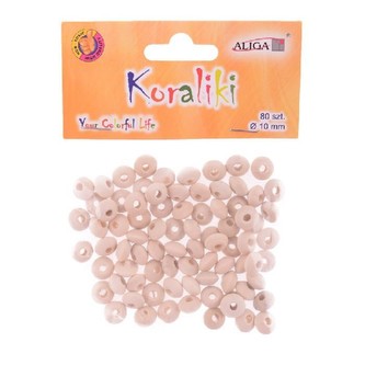 Korálky přírodní, dřevěné čočka 1 cm - 80 ks