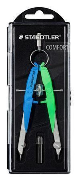 Kružítko "Mars Comfort Neon", 2-dílná sada, vysoká přesnost, modrá-zelená, STAEDTLER