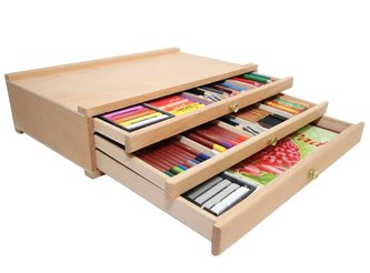 Mont Marte dřevěný organizér na stůl,č. 0008, 3 zásuvky (25,5x10x40cm), papírový obal