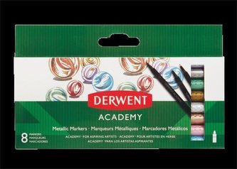 Popisovače "Academy", metalické barvy, sada 8 ks, DERWENT