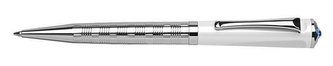 Kuličkové pero "Rialto", bílá-stříbrná, safírově modrý krystal SWAROVSKI®, 14 cm, ART CRYSTELLA® 180