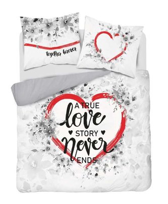 DETEXPOL Francouzské povlečení Love story  Bavlna, 220/200, 2x70/80 cm
