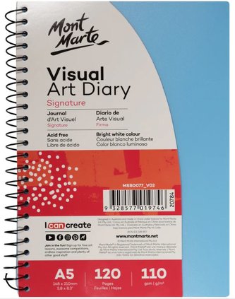 Mont Marte spirálový kreslicí blok, bílý papír, 110g/m2, A5, č.0077, 60 listů, 1ks – mix barev