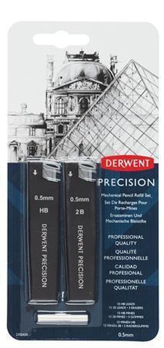Grafitová tuha "Precision", sada HB, 2B, 0,5 mm, DERWENT 2302430