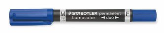 Permanentní popisovač "Lumocolor 348 Duo", modrá, kuželový hrot, F/M, oboustranný, STAEDTLER