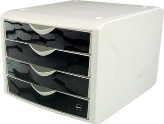 Zásuvkový box "Chameleon", 4 zásuvky, černá, plast, HELIT