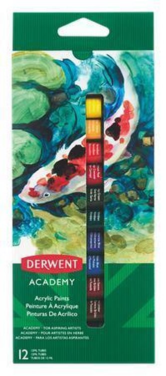 Akrylová barva "Academy, 12 různých barev, 12 ml, DERWENT
