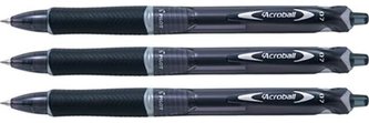 Kuličková pera "Acroball", černá, 0,25mm, 3 ks v balení, PILOT