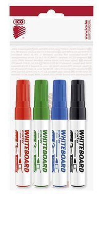 Popisovač na bílou tabuli a flipchart "Plan", 4 barvy, 1-3mm, kuželový hrot, ICO