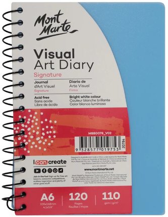 Mont Marte spirálový kreslicí blok, bílý papír, 110g/m2, A6, č.0078, 60 listů, 1ks – mix barev