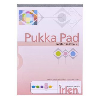 Poznámkový blok "Irlen Dyslexia", růžová, A4, linkovaný, 50 listů, PUKKA PAD IRLEN50(ROSE)-30