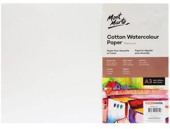 Mont Marte akvarelový papír Premium, 100% bavlna, 300 g/m2, A3, č.0126, 5 listů