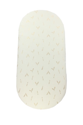 enie baby Mušelínové prostěradlo do kočárku béžové se zlatými lístky