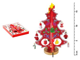 stromeček dřevěný červený 18cm HY-6046R 8885694