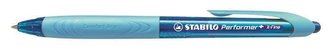 Kuličkové pero "Performer+", modré tělo, 0,38m, stiskací mechanismus, STABILO, modrý ink.