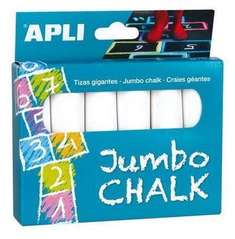 Křída, bílá, kulatá, jumbo, 6 ks, APLI Křída, bílá, kulatá, jumbo, 6 ks, APLI