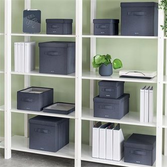 Krabice "Fabric", tmavě šedá, potažená látkou, velikost L, LEITZ 61450089