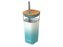 Skleněný cestovní hrnek s brčkem Liquid Cube Teal Gradient 540 ml