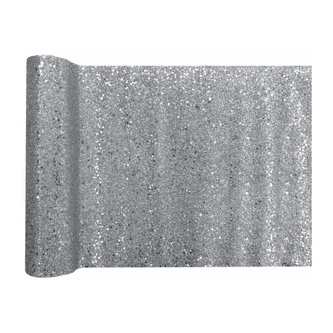 Šerpa 28 cm x 3 m stříbrná s glitry
