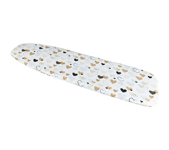 Potah na žehlicí prkno - Srdce hořčicová, černá - délka 110-120 cm a šířka 30–38 cm