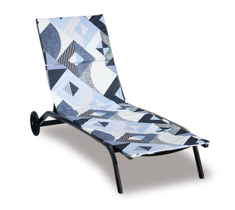 Polstr na plážové lehátko - potah na zip - Geometrie modrá - 55x195 cm