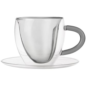 Dvoustěnný hrnek s podšálkem DOUBLE srdce 0,2 l