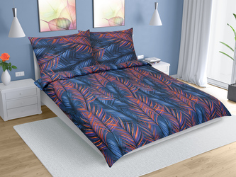 Povlečení bavlna na dvoudeku - Pírko tmavá modrá - 240x220, 2ks 70x90 cm (240 cm šířka x 220 cm délka prodloužená)