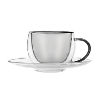 Dvoustěnný hrnek s podšálkem DOUBLE 0,1 l