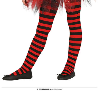 Punčochy proužkované červené pro děti 7-12 let