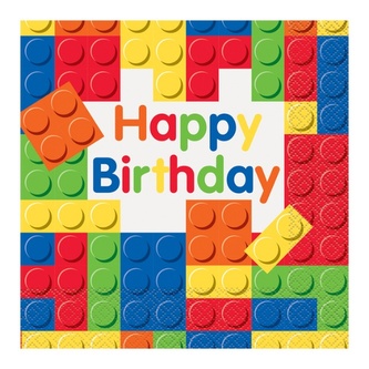 Papírové party ubrousky Stavebnice  16 ks