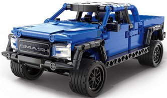 Klocki CADA. Niebieski samochód Pojazd terenowy Smash Off-Roader Pull-back 390 elementów