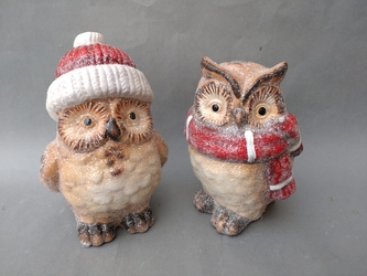 Sova s šálou a čepicí velká