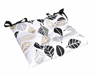 Sedák na židli, Béžové a černé listy 1019, 40 x 40 cm