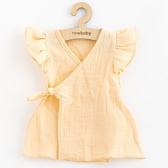 Letní kojenecké mušelínové šaty New Baby Leny peach - velikost 56 (0-3m)