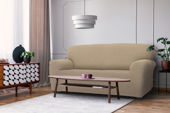 Potah na sedačku multielastický, Denia, smetanový trojkřeslo 180 - 220 cm