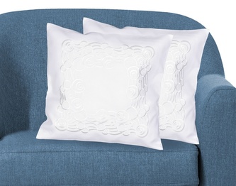 Návlek na polštář, Kruhy vyšívané, bílý, 40 x 40 cm