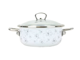 rendlík+PO d24 sklo bílý, KVĚTY, PREMIUM, 4,0l, smalt rendlík+PO d24 sklo bílý, KVĚTY, PREMIUM, 4,0l, smalt