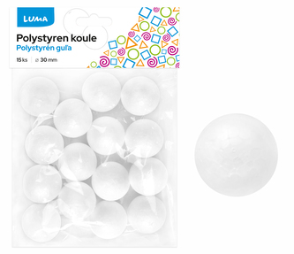 Polystyren - Koule  30mm, 15ks LUMA