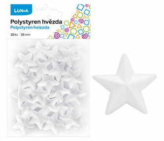 Polystyren - Hvězda  35mm, 20ks LUMA