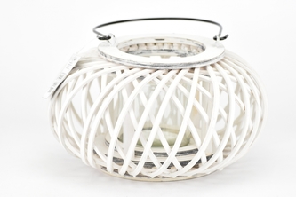 Proutěná lucerna Lena 14x23 cm, bílá II. jakost