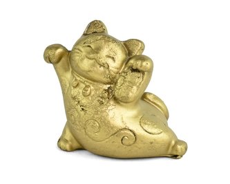 Soška pozlacená 4 cm, kočka štěstí - pravá